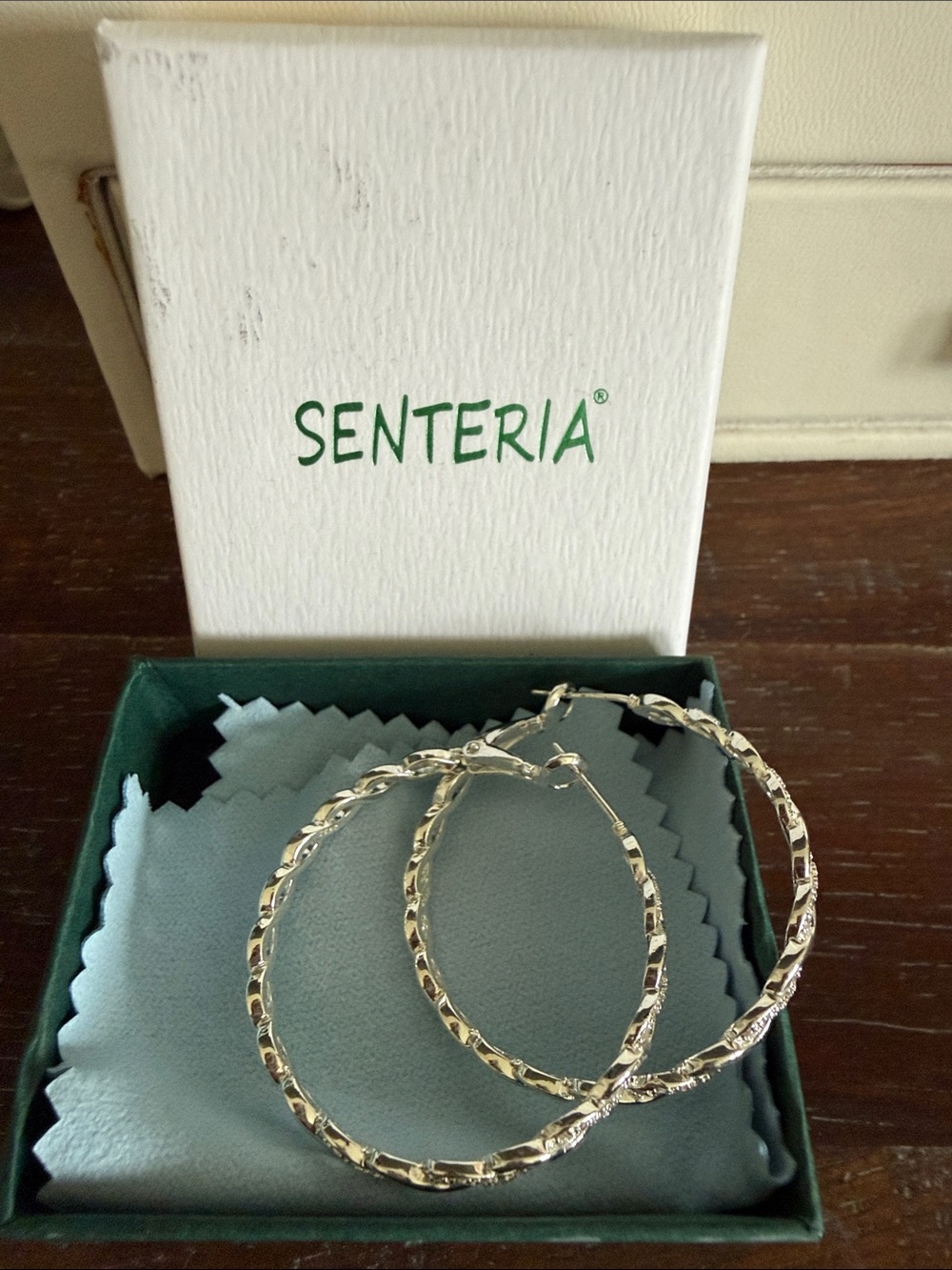 Senteria Sterling silver cubic zirconia spiral Hoop Earrings - Silver